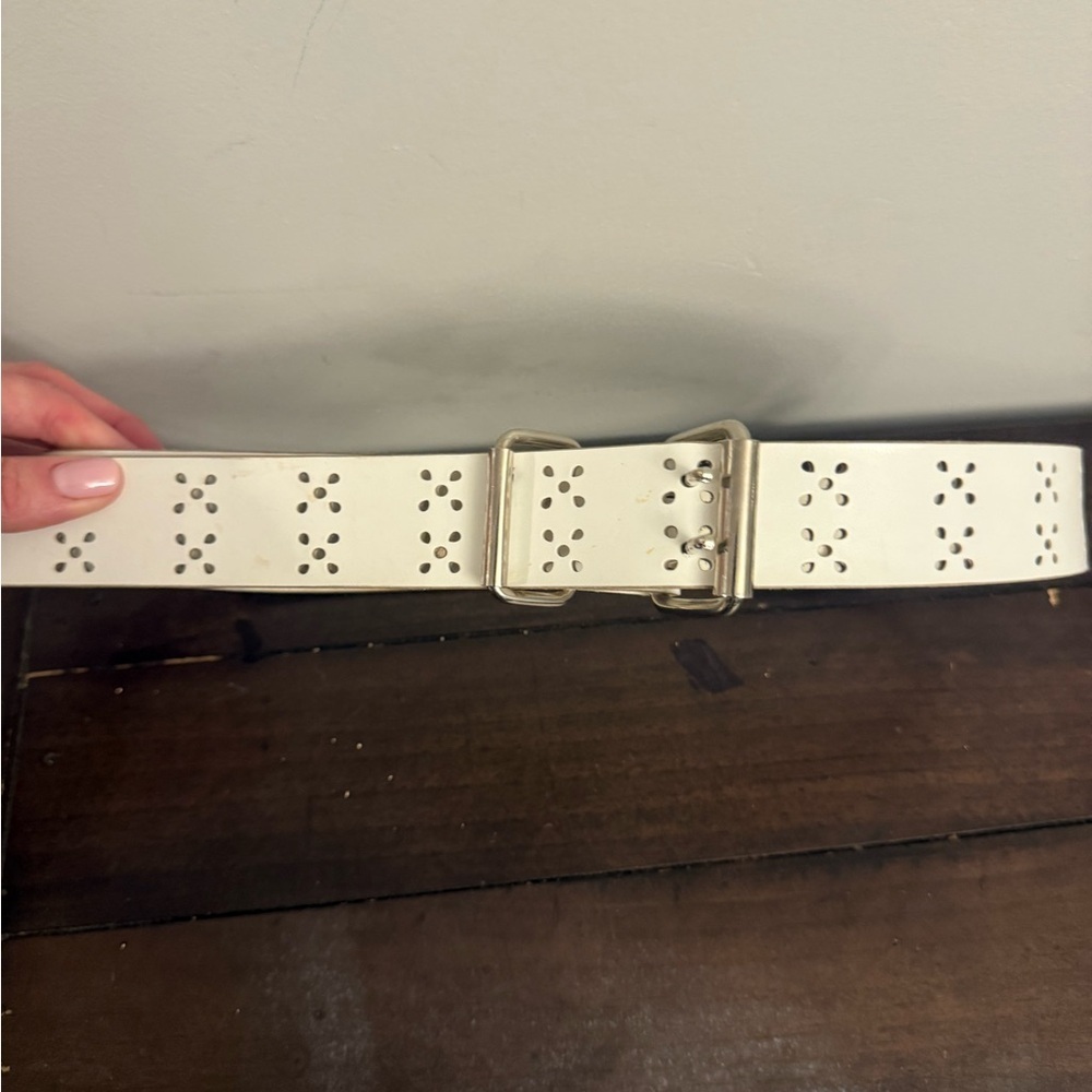 White Perforated Belt